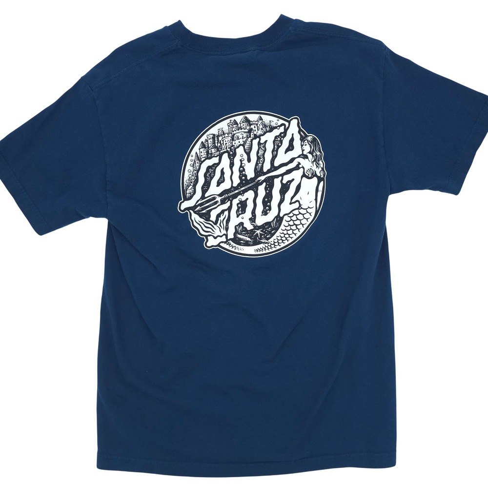 Santa Cruz Skateboards T-Shirt Mermaid Dot Graphic Navy Blue Large - Picture 2 of 6